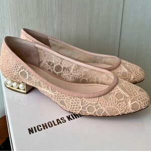 Nicholas Kirkwood Pearl Blush Lace Flats